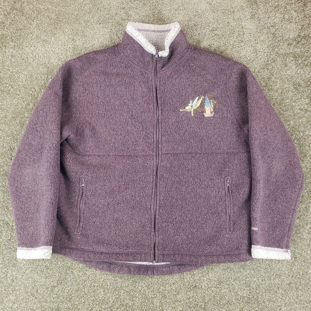 Disney Jacket Large L Womens Purple Fleece Tinker Bell Full Zip Long Sleeve